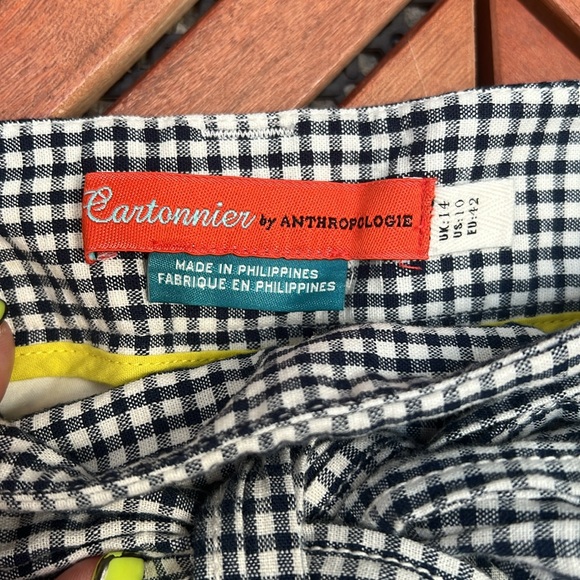 🐼 Anthropologie Cartonnier High Waisted Baggy Gingham Shorts size 10 - Picture 3 of 8